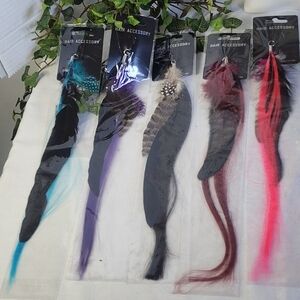 5 Feather Hair Extensions Color Strips Highlights Clip In Feathers